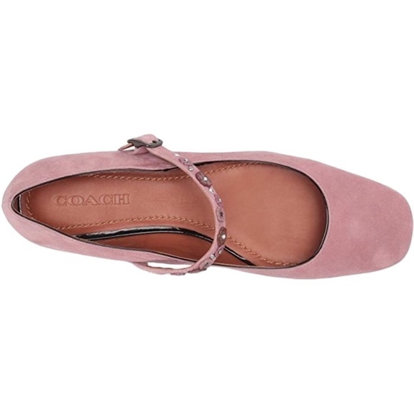 COACH Dusty Rose Flower Stud Suede Leather Mary Jane Flats Size 5.5 NWOB - Picture 5 of 13